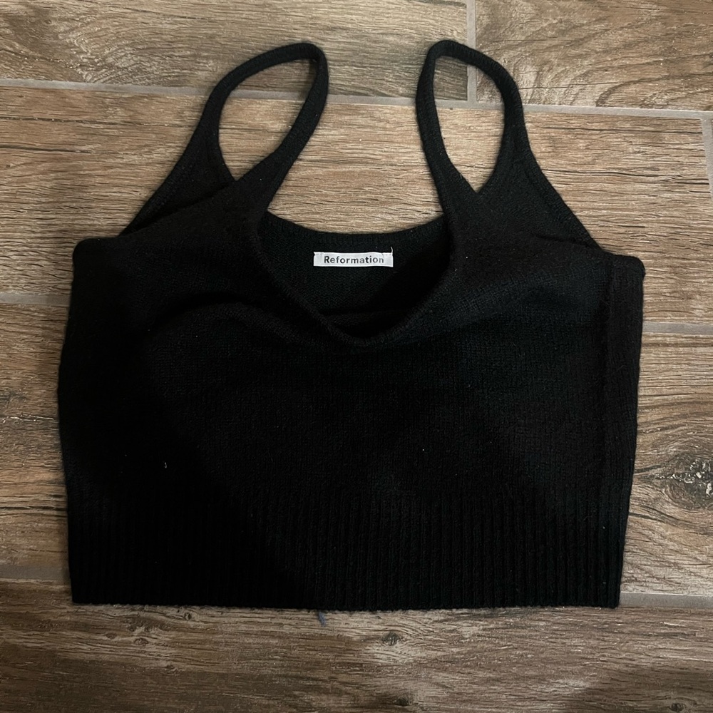 Reformation black Cashmere Cropped tank Top